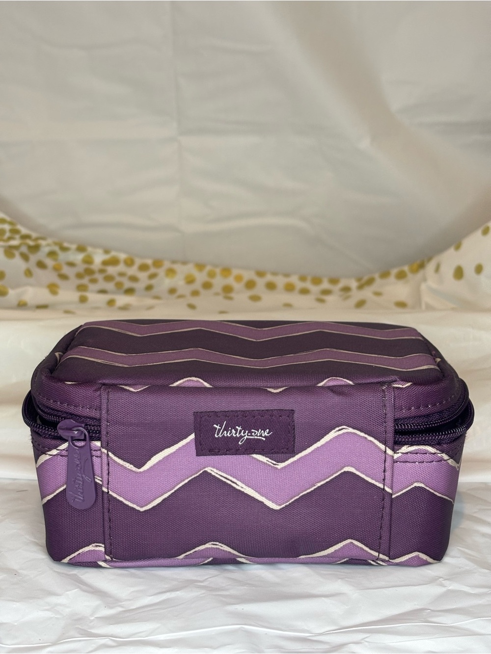 Thirty-One Baubles & Bracelets Jewelry Case Plum Chevron Travel Organizer